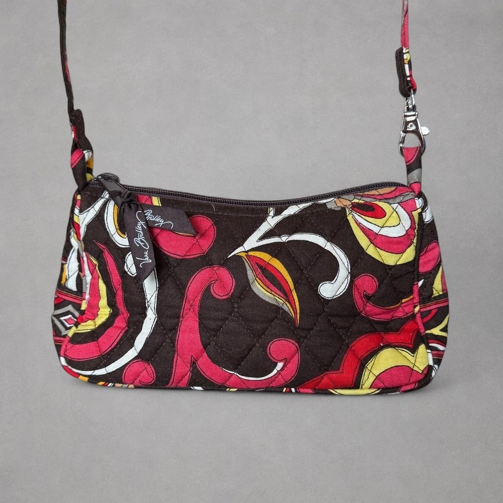 Vera Bradley Puccini Quilted Shoulder Bag Retired Brown Pink Yellow Y2K Purse